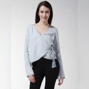 Jean fabric cross over shirt